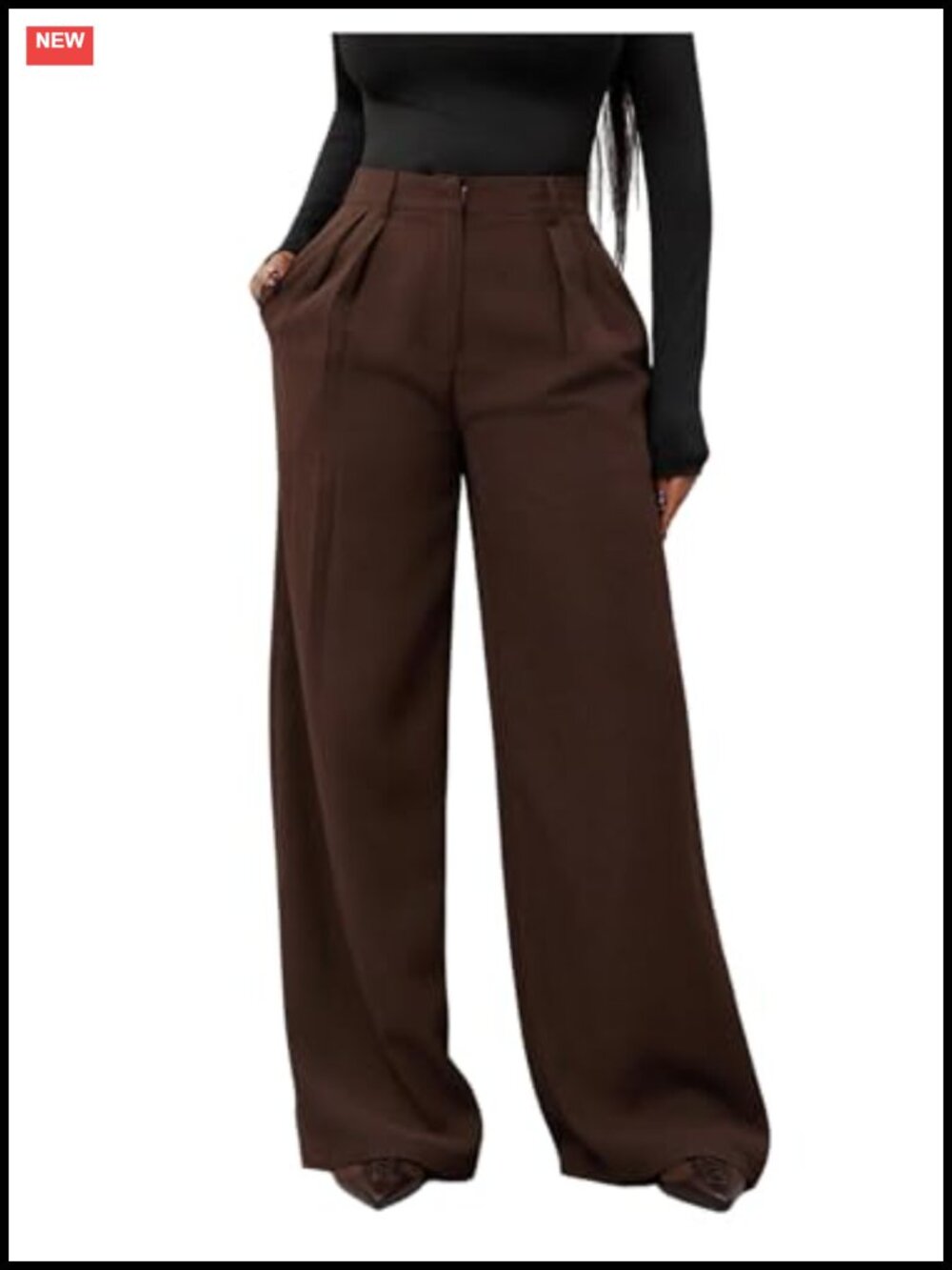 Women's Pleated High Rise Wide Leg Dressy Trousers